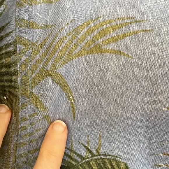Tommy Bahama Linen Blue Floral Palm Tropical Camp Collar Button Down Shirt XL - Picture 11 of 12
